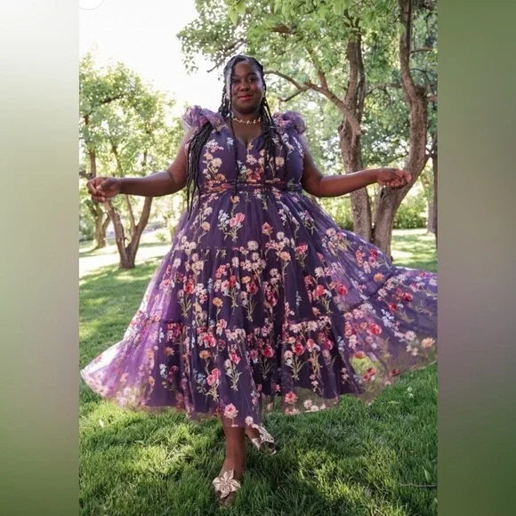 JessaKae Margaret Purple Midi Dress 2x - Picture 5 of 6